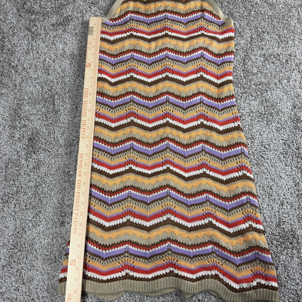 Womens Dress S/M Chevron‎ Knit Halter Crochet Retro Boho Festival Summer Y2K - Picture 2 of 11